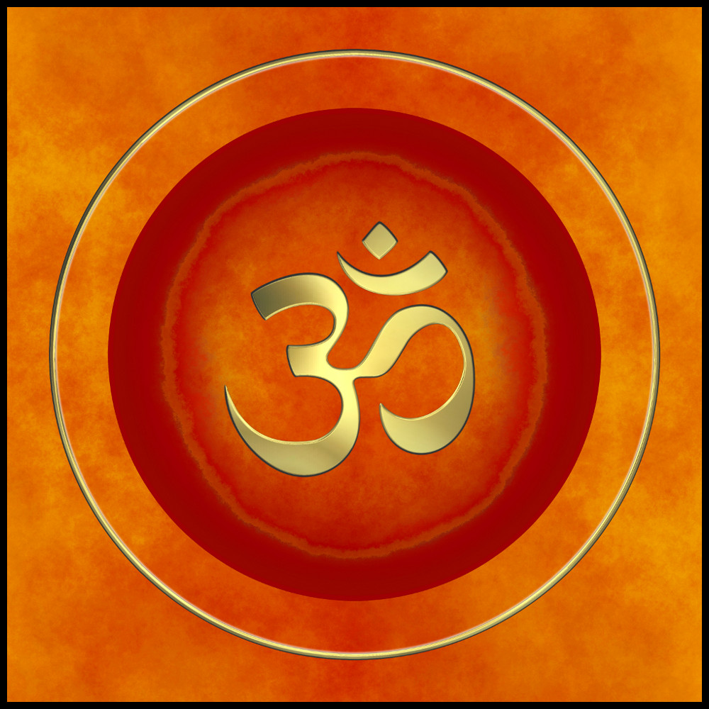 Instants Présents - Panel Mandala ''Aum'' - orange 20cm x 20cm